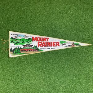 Vintage Mount Rainier National Park Felt Pennant Washington Travel Souvenir 70s